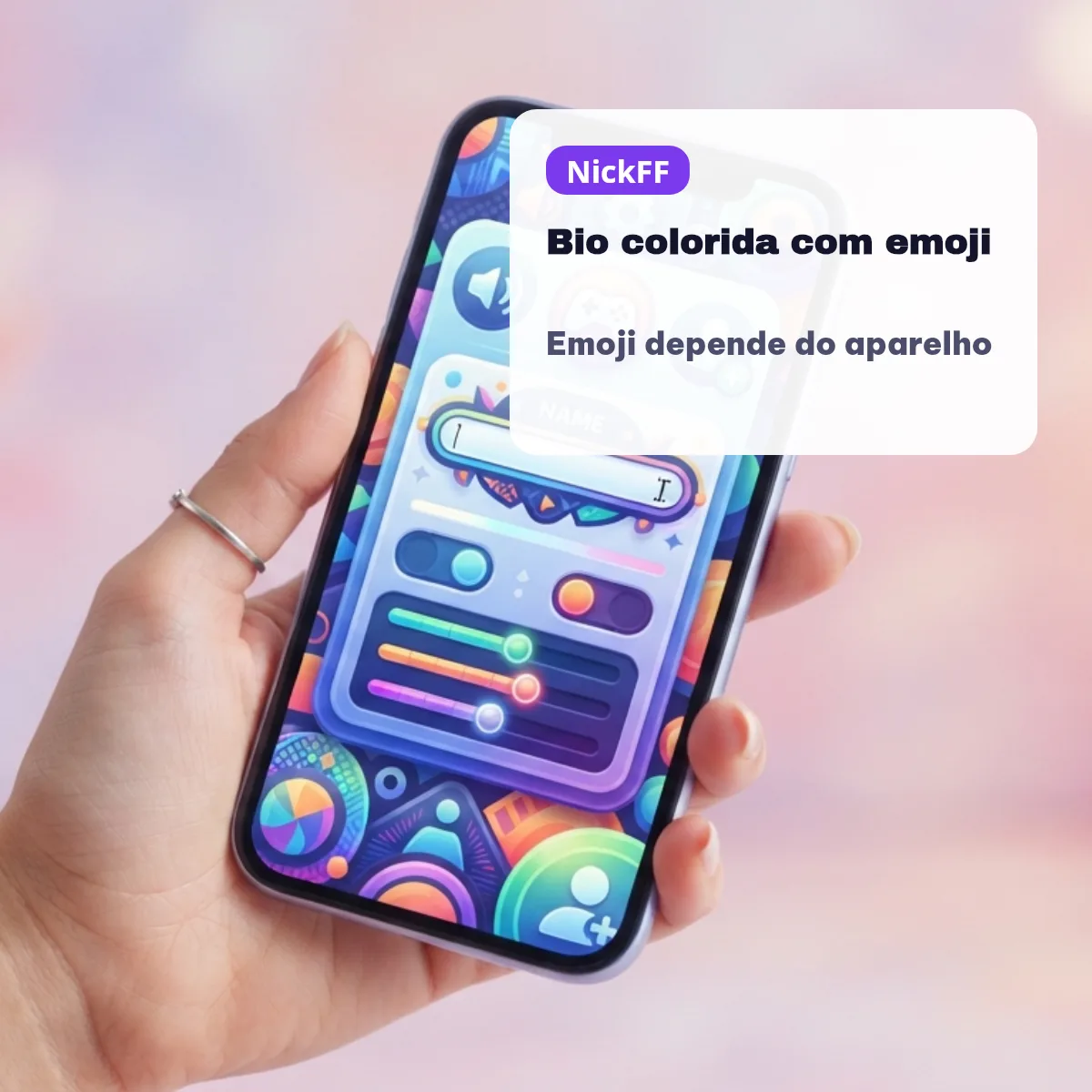 Bio colorida do Free Fire com emoji: depende do aparelho
