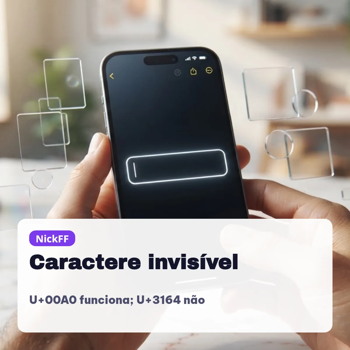 Caractere invisível no Free Fire: U+00A0 funciona e U+3164 não